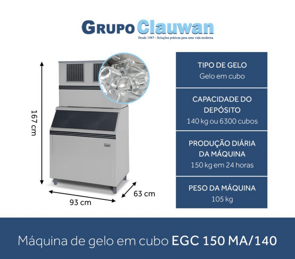Máquina de Gelo em Cubo EGC 150 MA/140