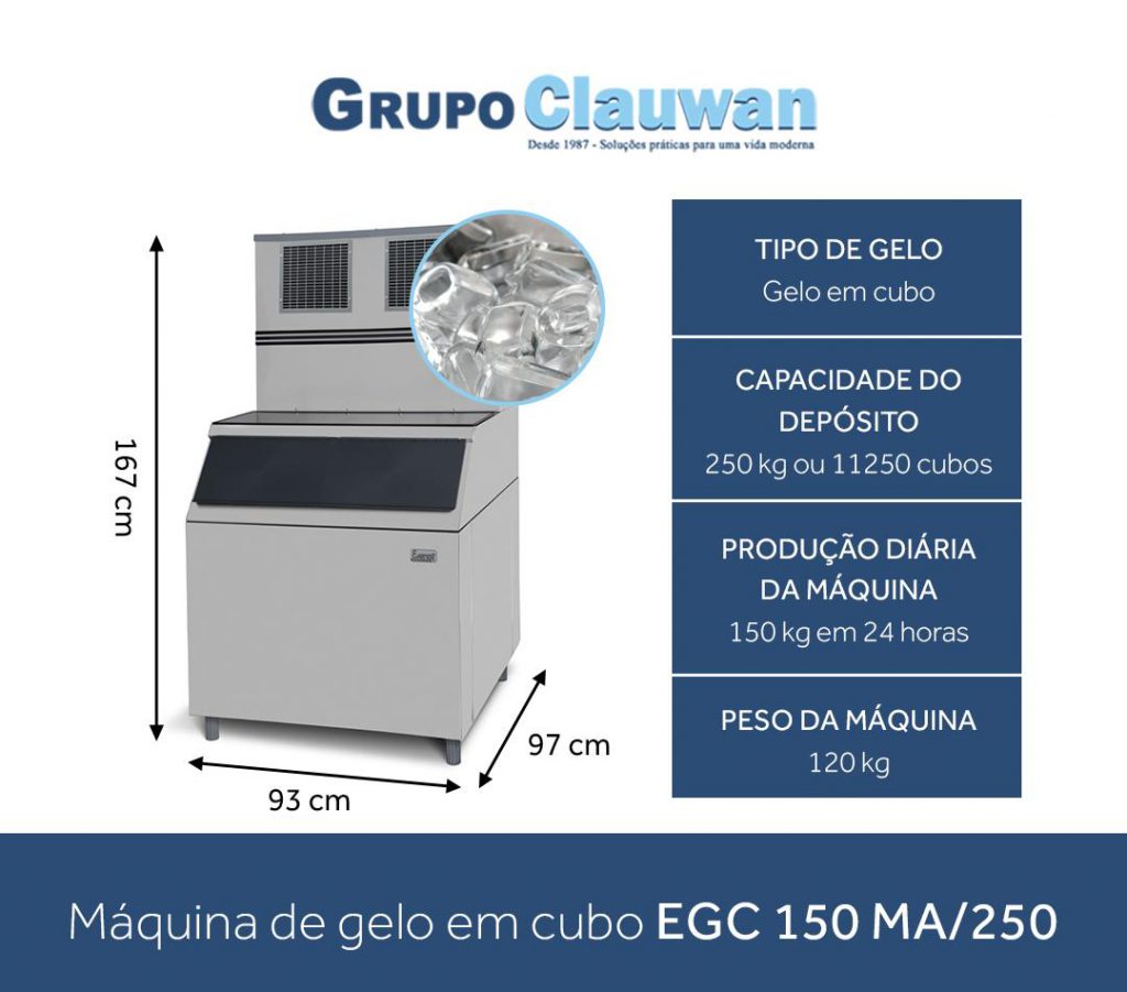 Máquina de Gelo em Cubo EGC 150 MA/250