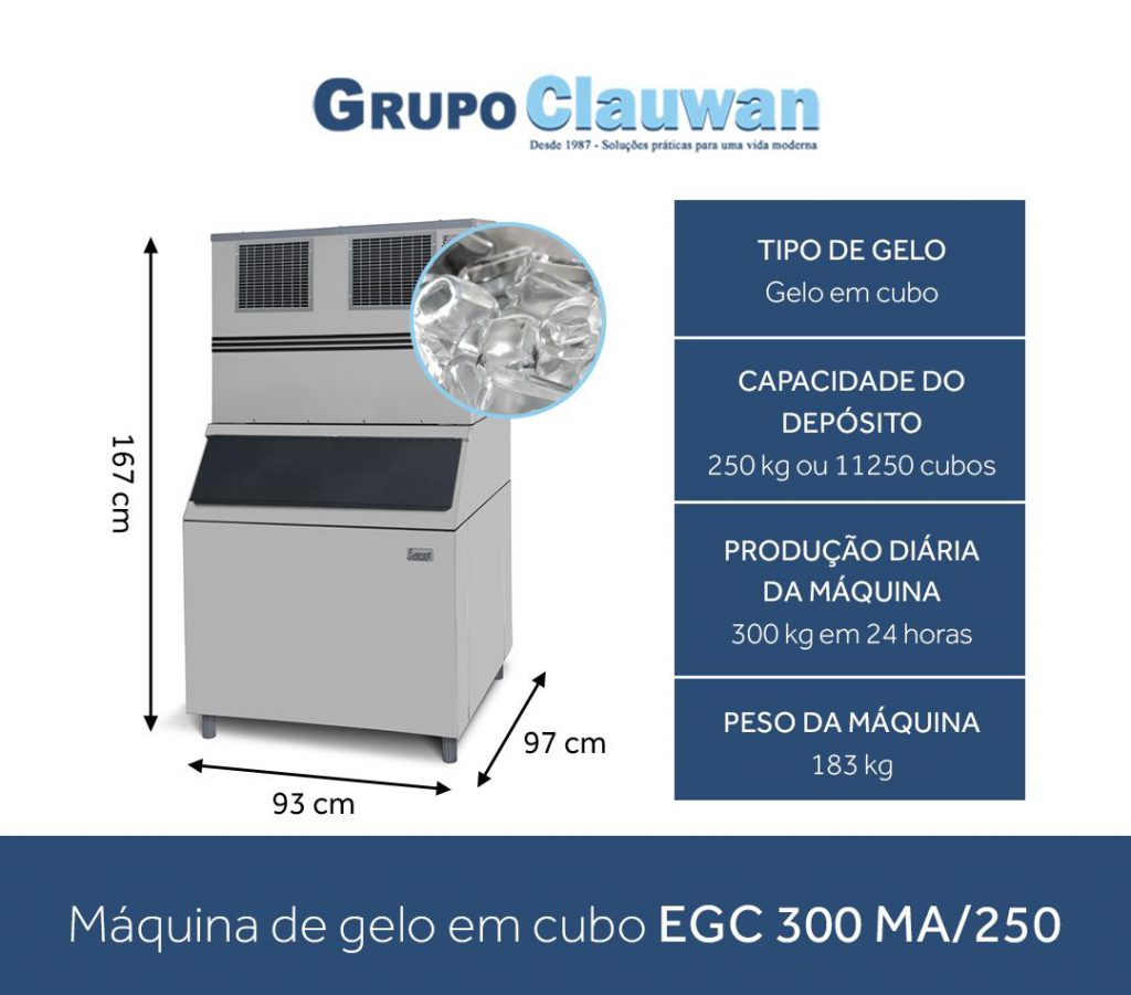 Máquina de Gelo em Cubo EGC 300 MA/250